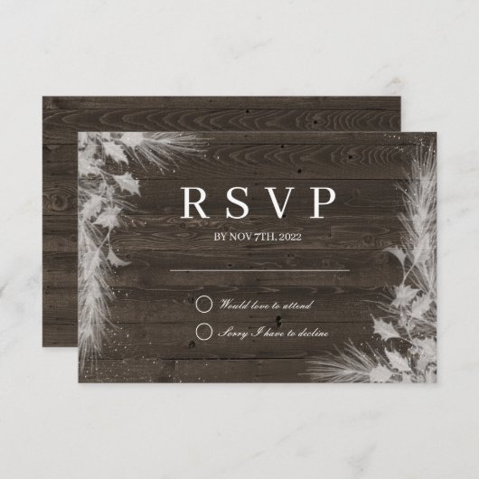 Rustieke Winter RSVP-kaart RSVP Kaartje (Voorkant / Achterkant)