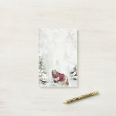 Rustieke Winter Sneeuwscène met Beer Post-it® Notes (Op bureau)