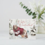 Rustieke Winter Sneeuwscène met Wild Beer Briefkaart (Staand voorkant)