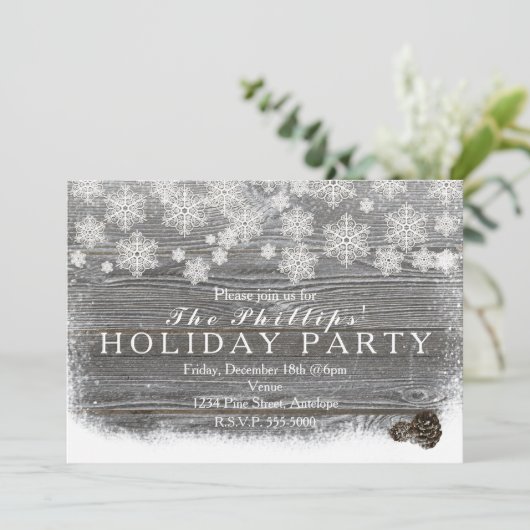 Rustieke winter-sneeuwvlokken & dennenappels uitno kaart (Staand voorkant)