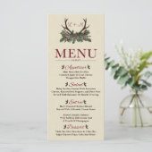 Rustieke Winter Vakantie Pine Trouwdiner Menu (Staand voorkant)