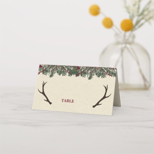 Rustieke Winter Vakantie Pine Trouwplaats Cards (Voorkant)