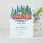 Rustieke Winter Wedding Truck Vrijgezellenfeest Kaart (Staand voorkant)