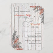 Rustieke winter witgewassen hout bruiloft uitnodig kaart (Voorkant / Achterkant)