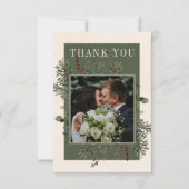 Rustieke winterbessen & dennenappel bruiloft bedankkaart (Voorkant)