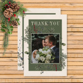 Rustieke winterbessen & dennenappel bruiloft bedankkaart