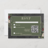 Rustieke winterbessen & dennenzwart QR-code RSVP Kaartje (Voorkant)