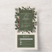 Rustieke winterbessen & Pijnboomcrème Geen diner All In One Uitnodiging (Binnen)