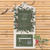 Rustieke winterbessen & Pine Cream QR-code All In One Uitnodiging