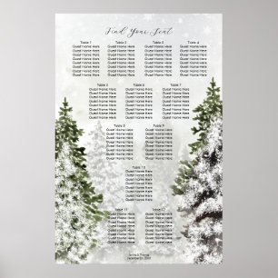 rustieke winterbomen sneeuw bruiloft zitgrafiek poster