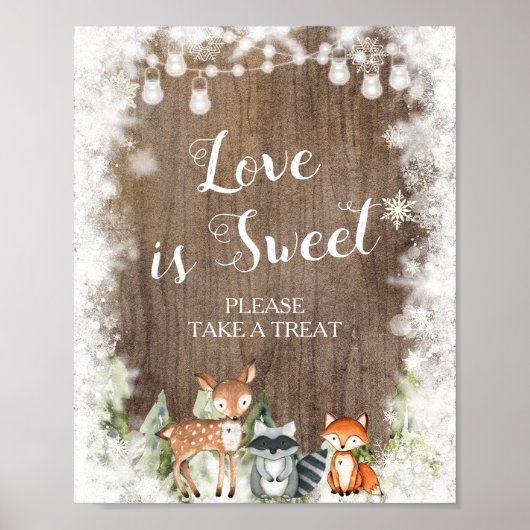 Rustieke winterdieren Woodland Love is Sweet Baby Poster (Voorkant)