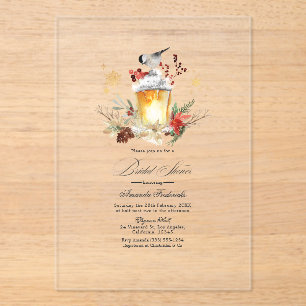 Rustieke Winterlantaarn Transparant Vrijgezellenfe Acryl Uitnodigingen