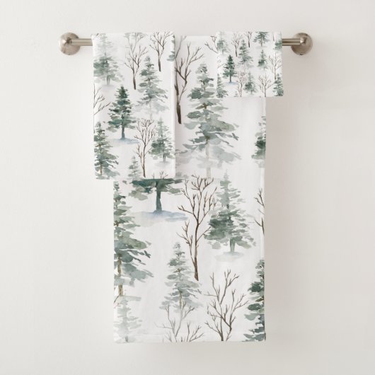 Rustieke winterpijnbomen bad handdoek (Insitu)