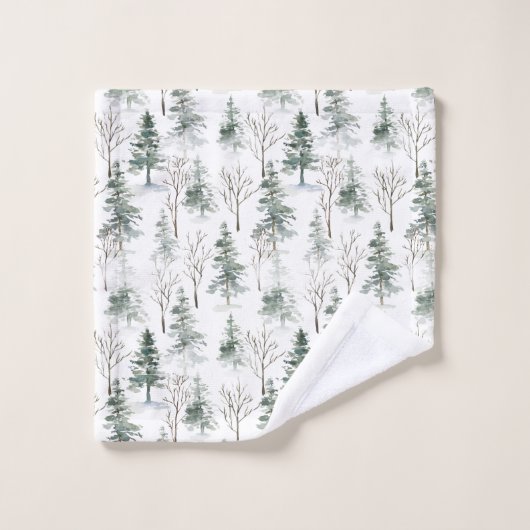 Rustieke winterpijnbomen bad handdoek (Wasdoekje)