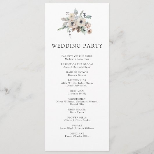 Rustieke wintertuin Eenvoudige dennen bloemenbruil Programma (Achterkant)