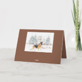 Rustieke wintervakantiescene met Duitse herder Feestdagen Kaart (Achterkant)