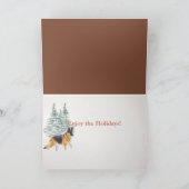 Rustieke wintervakantiescene met Duitse herder Feestdagen Kaart (Binnen)