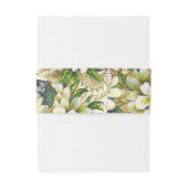 Rustieke Witte Bloemen Gouden Groen Bruiloft Uitnodigingen Wikkel (Achterkant Voorbeeld)