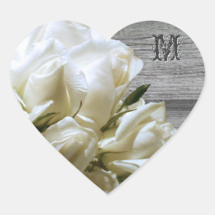 Rustieke witte bloemen Monogram hart envelop afdic Sticker