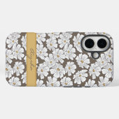Rustieke witte bloemenschets geelgrijs aangepaste Case-Mate iPhone case (Achterkant (horizontaal))