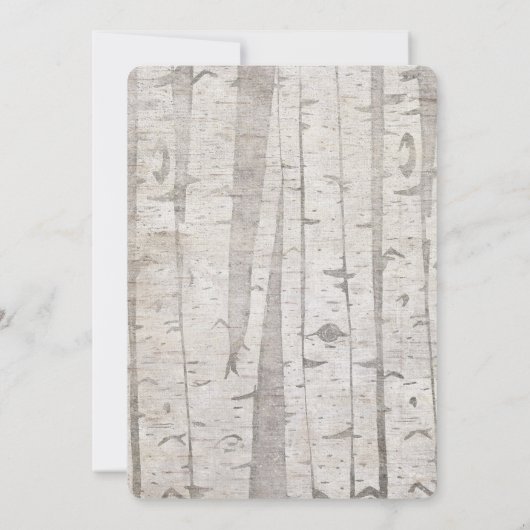 Rustieke Witte Crème Birch Trees bruiloft Kaart (Achterkant)