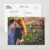 Rustieke Witte Foto Save the Date Briefkaart (Voorkant / Achterkant)