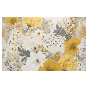 Rustieke witte gele botanische vintage bloemen stof