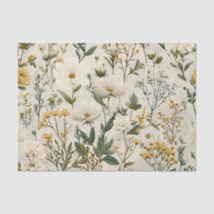 Rustieke witte gele pastel vintage boho bloem tissuepapier