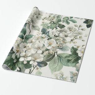 Rustieke Witte Groene Botanische Vintage Boho Bloe Cadeaupapier
