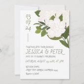 Rustieke Witte Groene Waterverf Bloemenbruiloft Kaart (Voorkant)