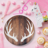 Rustieke Witte Herten Antlers Schuur Hout Papieren Bordje (Feest)