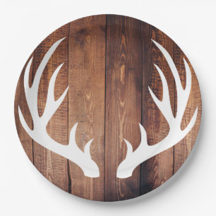 Rustieke Witte Herten Antlers Schuur Hout Papieren Bordje