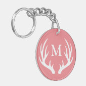 Rustieke witte herten gewei | Monogram Sleutelhanger (Voorkant Links)