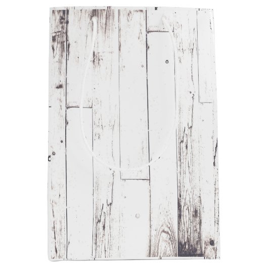 Rustieke Witte Hout Shabby Chic Country Wedding Medium Cadeauzakje (Voorkant)