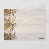 Rustieke witte kant op hout trouwtafel nummer briefkaart (Achterkant)