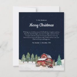 Rustieke witte kerstschuur feestdagenkaart