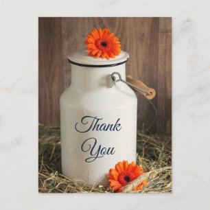 Rustieke witte melkkan met bloemen Dank je wel Briefkaart