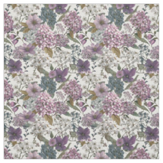 Rustieke witte paarse botanische vintage bloemen stof