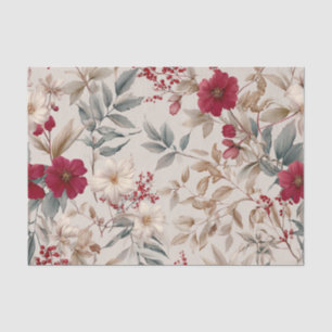 Rustieke Witte Rode Pastel Vintage Bloem Tissuepapier