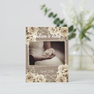 Rustieke witte roos foto sjabloon bruiloft dank u