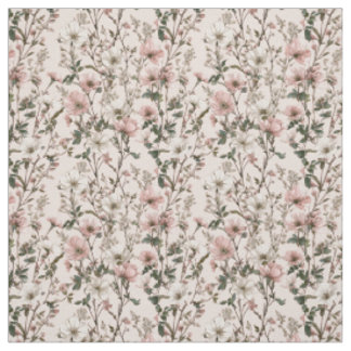 Rustieke Witte Roze Botanische Pastel Antieke Bloe Stof