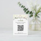 Rustieke witte rozen bruiloft website QR-code Informatiekaartje (Staand voorkant)