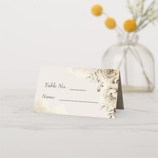 Rustieke witte rozen trouwtafel No. Plaats Kaart (Achterkant)