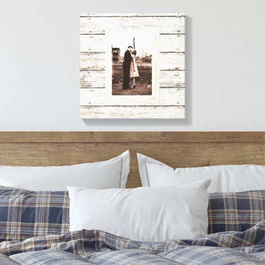 rustieke  witte schuur hout schuur bruiloft canvas afdruk (Insitu (Slaapkamer))