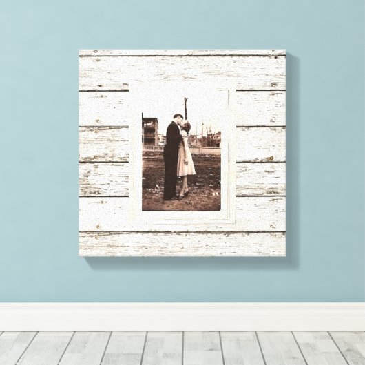 rustieke  witte schuur hout schuur bruiloft canvas afdruk (Insitu (Houten vloer))