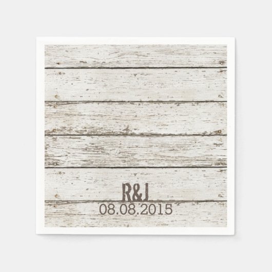 rustieke witte schuur hout schuur bruiloft servetten (Voorkant)