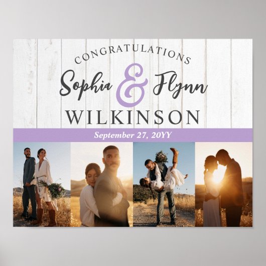 Rustieke witte schuur houten bruiloft pasgetrouwde poster (Voorkant)