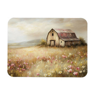 Rustieke Witte Schuur Wildflower Field Flexibel Magneet