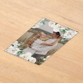 Rustieke Witte Waterverf Bloemen Fotobruiloft Acryl Uitnodigingen (Laagn)