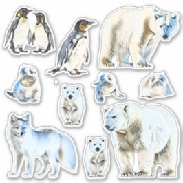 Rustieke Witte Waterverf Dieren Vinyl Stickers